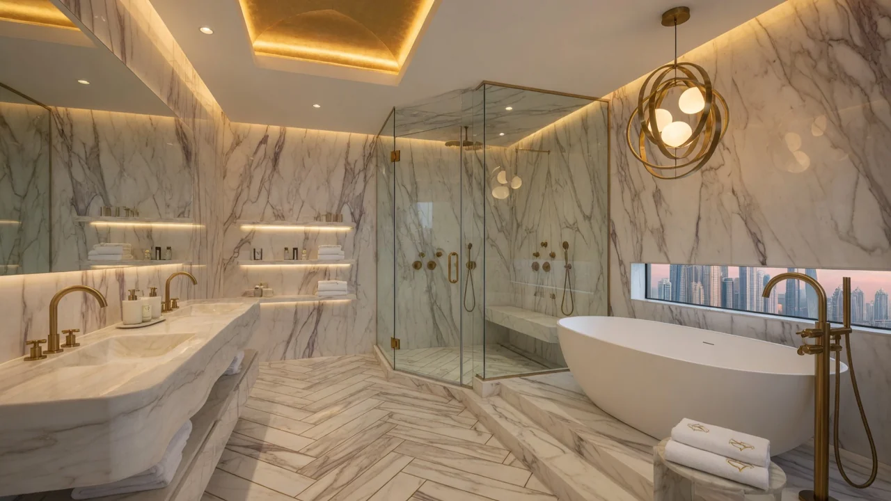Bathroom after renovation — marble spa bathroom Dubai