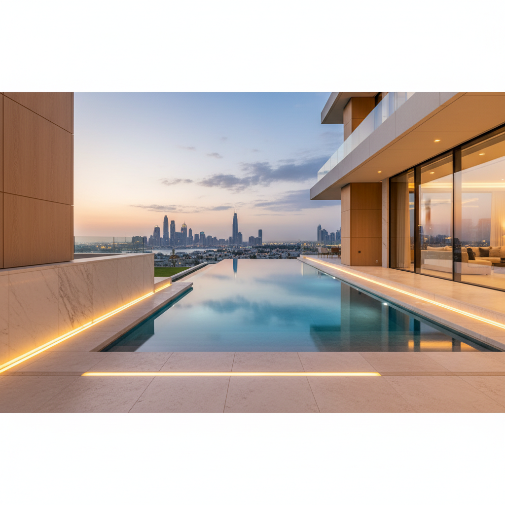swimming pool contractor emirates hills — First Unicorn Interiors Dubai