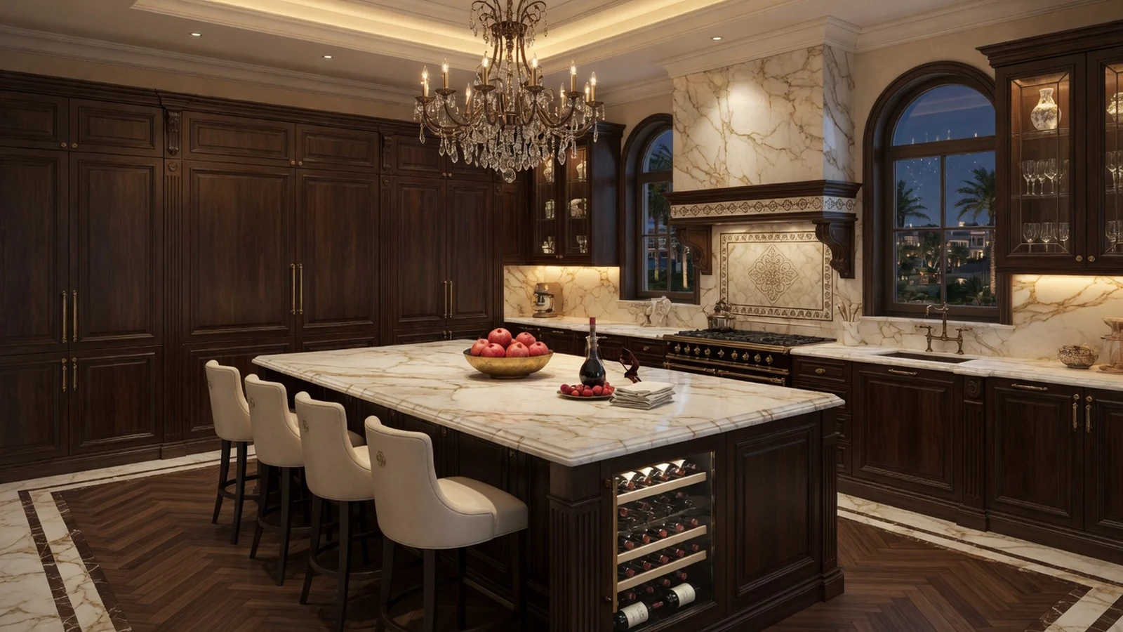 Marble island and premium kitchen finishes