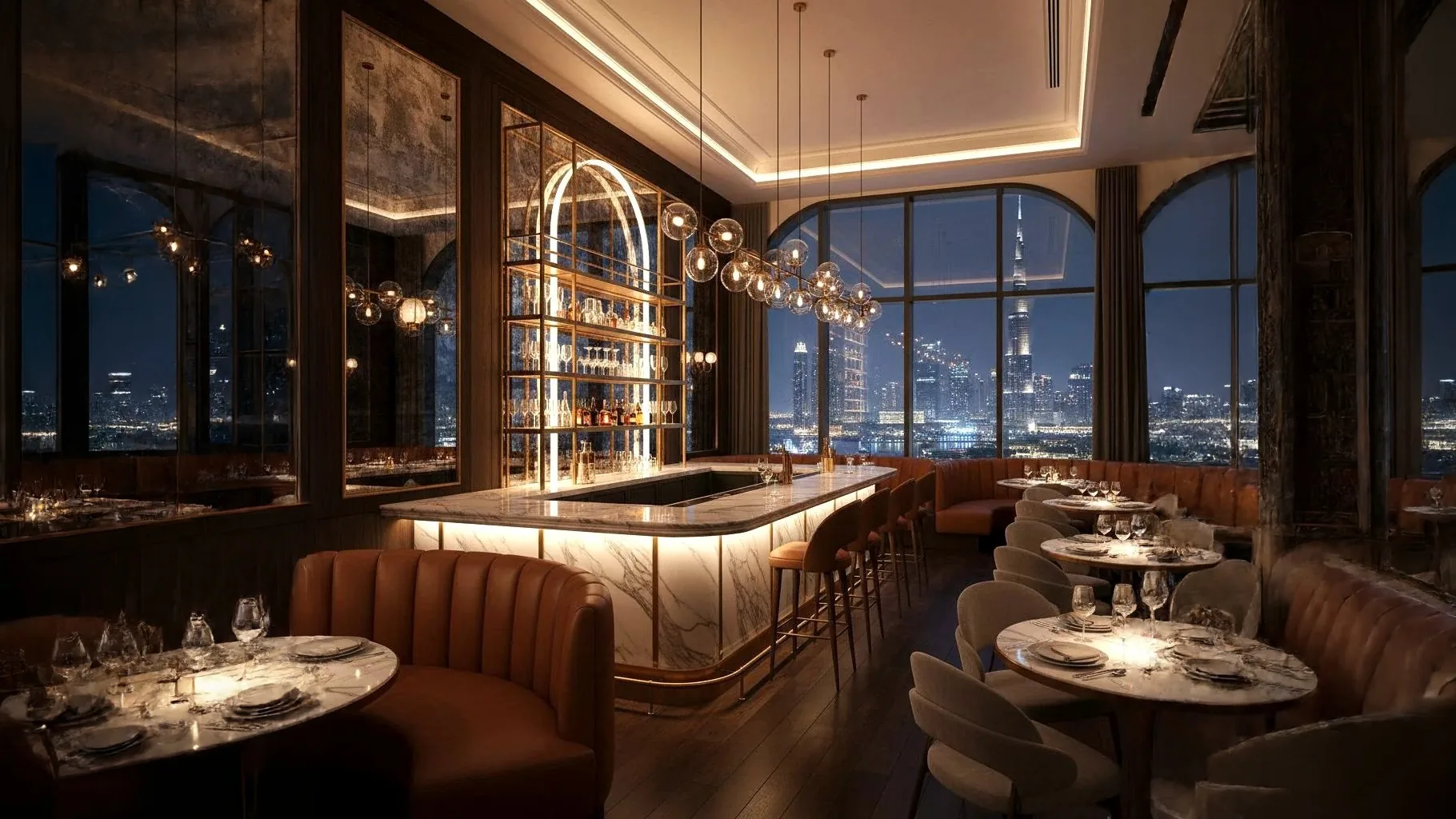 迪拜 Al Barari 的餐厅和咖啡馆装修 — First Unicorn Interiors