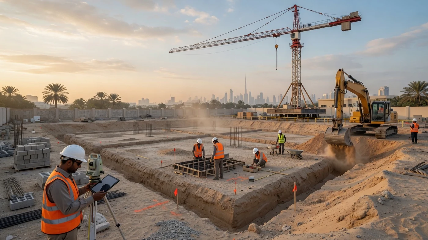 Modern villa construction in Dubai