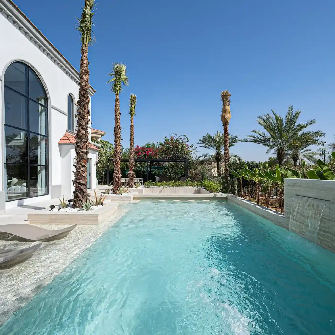 Pool — Turquoise Infinity Style Pool , Landscaping Dubai villa
