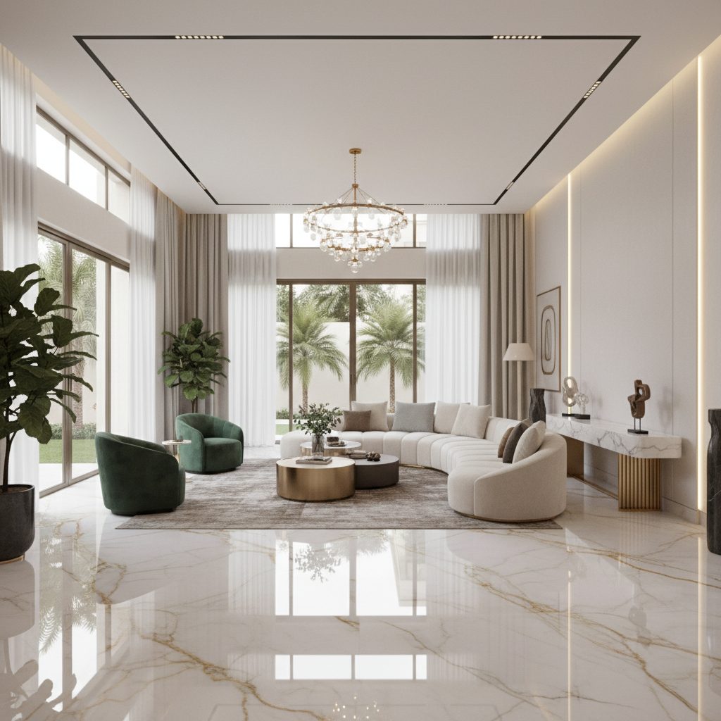 Italian Calacatta marble flooring Dubai