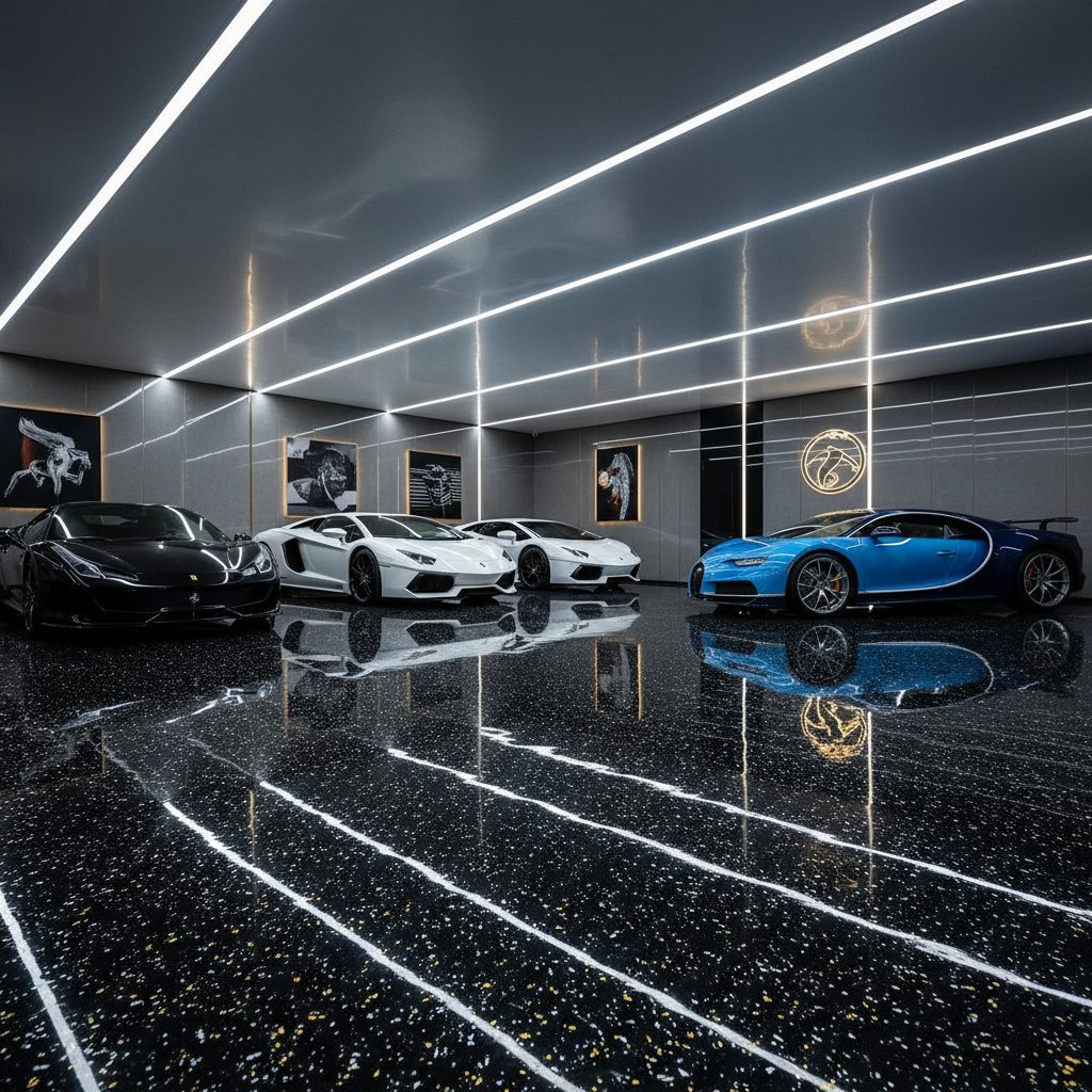 Premium epoxy flooring Dubai garage