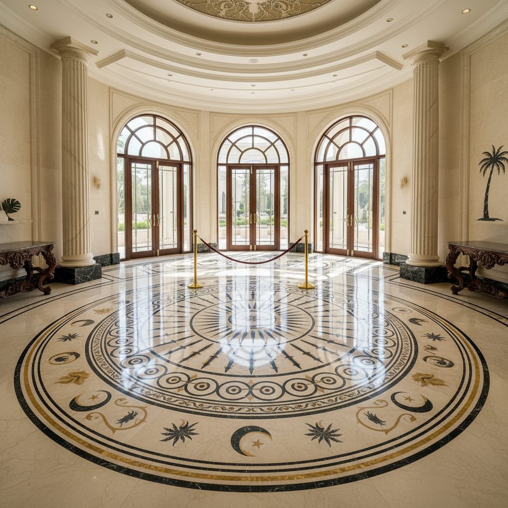 Custom marble mosaic Dubai luxury entrance