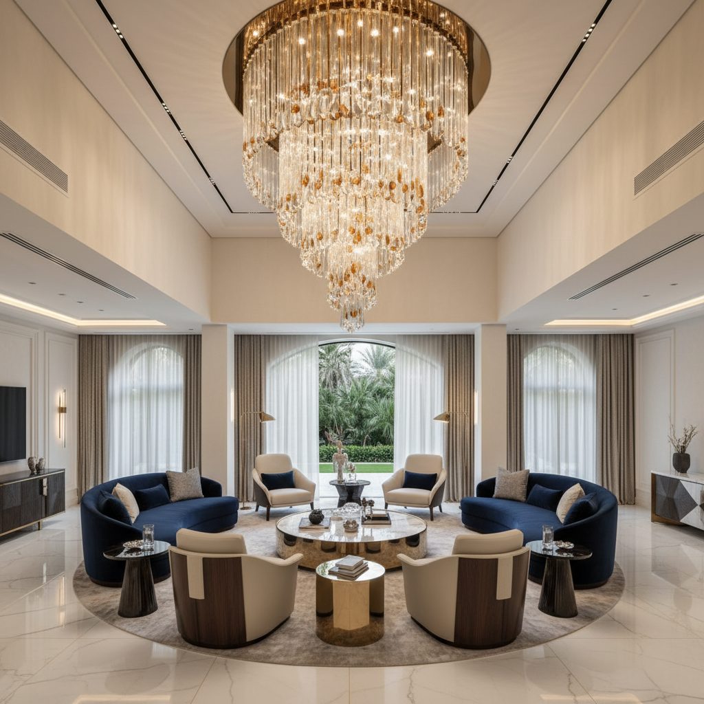 Statement chandelier Dubai villa
