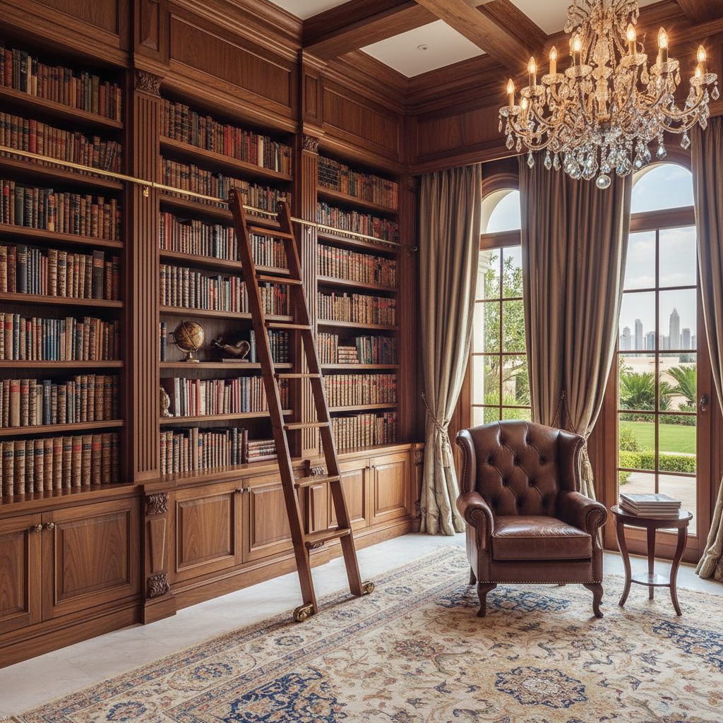 Custom library bookcase Dubai villa