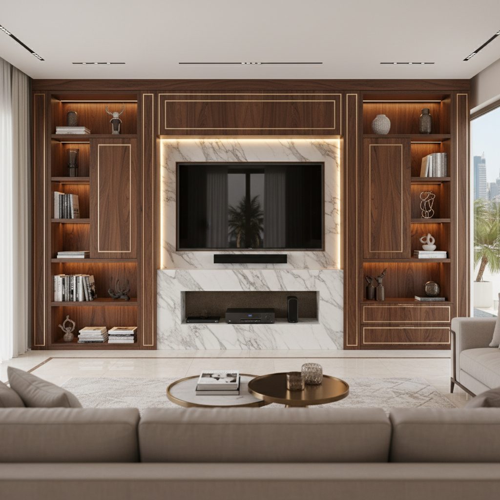 Custom TV unit Dubai luxury living