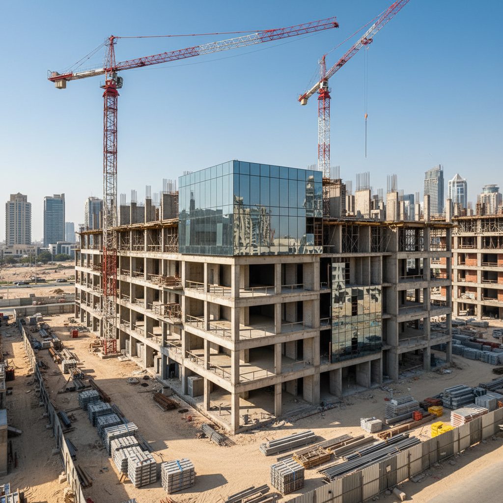 Modern low rise residential under construction Dubai