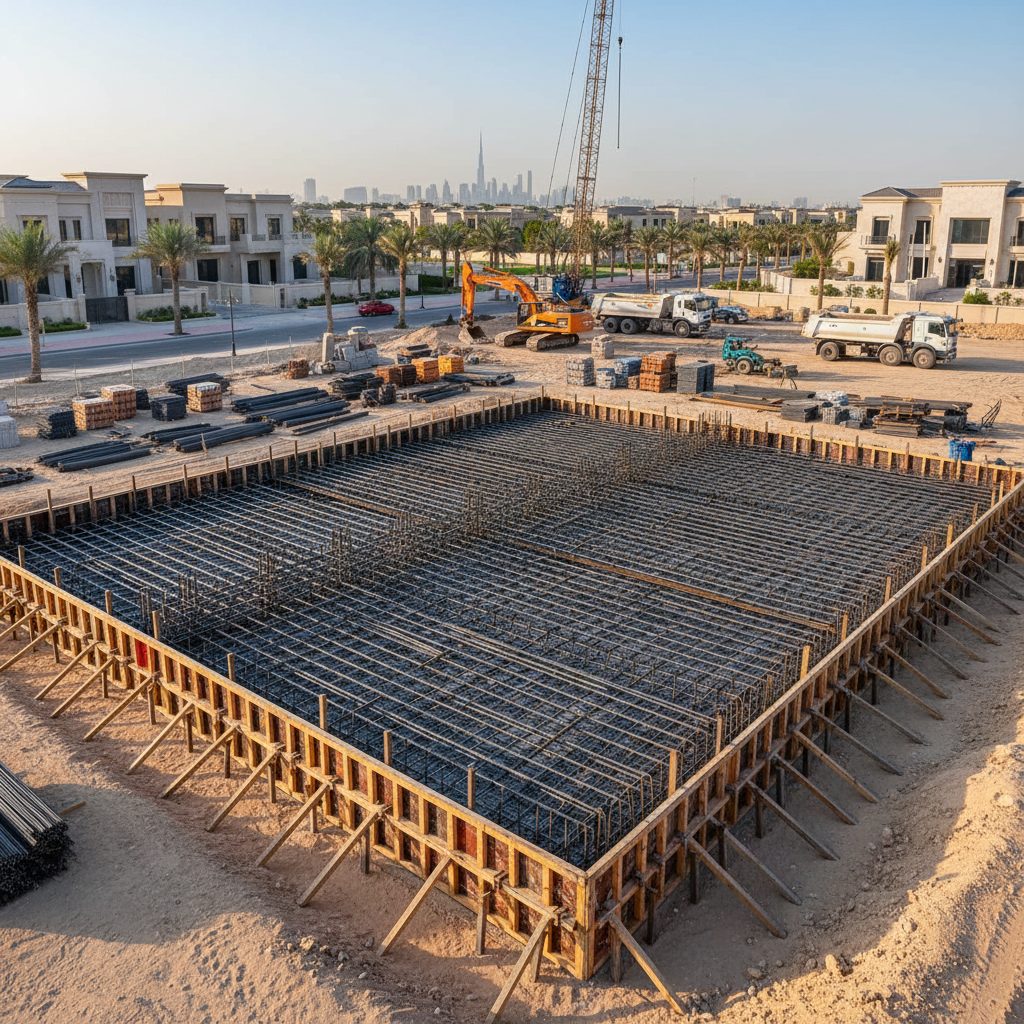 Plot Construction project in Aljada, Dubai by First Unicorn Interiors