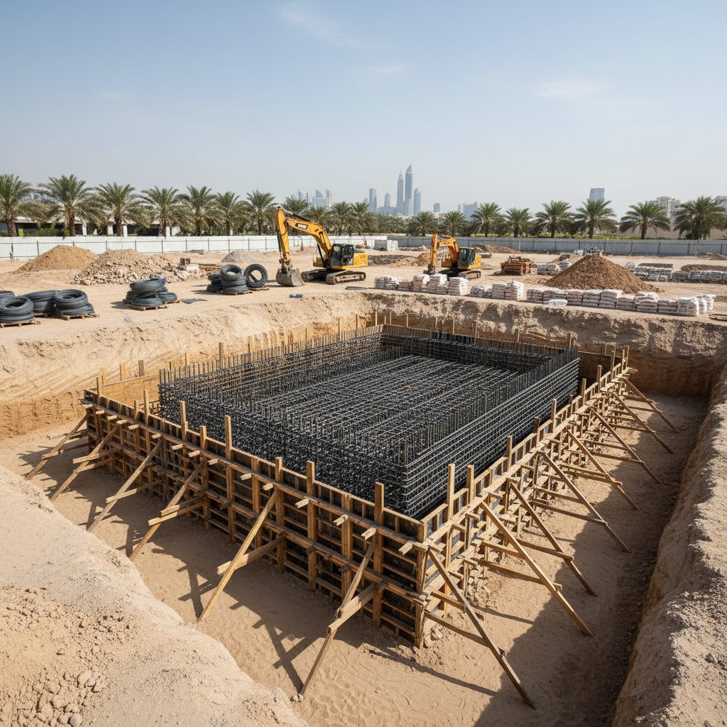 Dubai villa foundation reinforcement