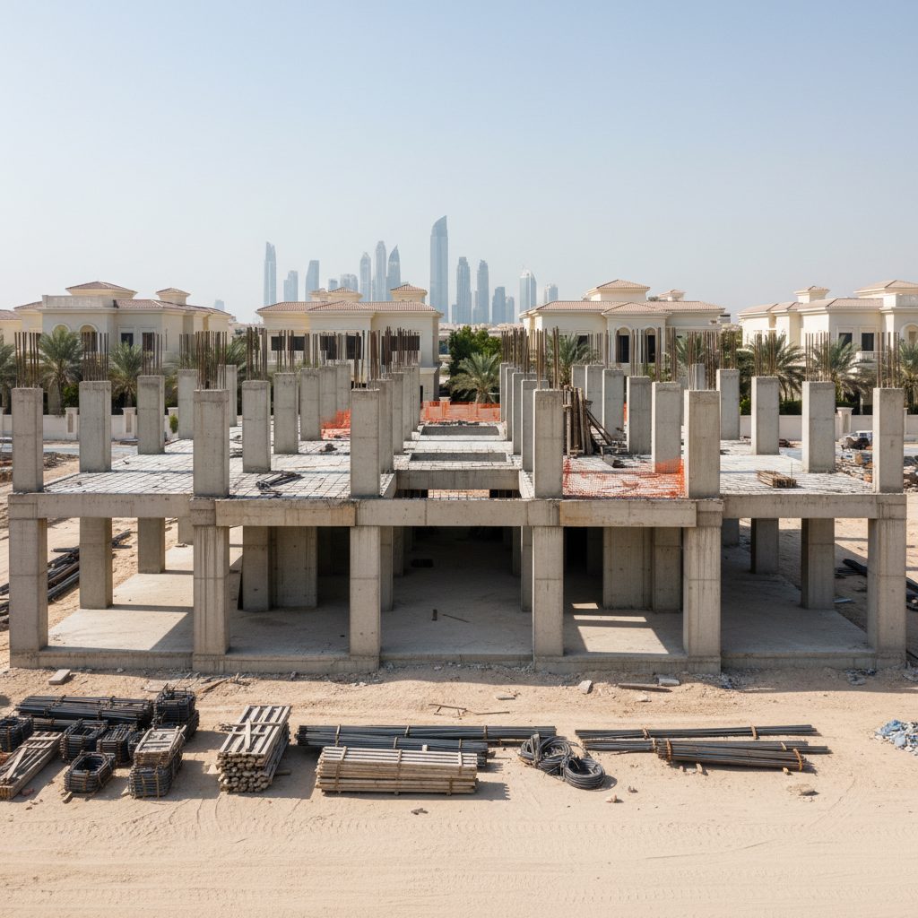 Dubai villa structural frame stage