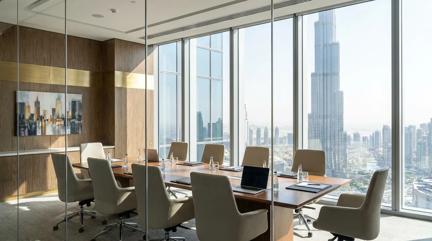 Office Fit-Out in DIFC — Lighting & detail — First Unicorn Interiors
