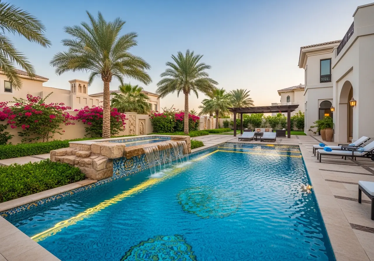 Swimming pool in Jumeirah Islands, Dubai — First Unicorn Interiors